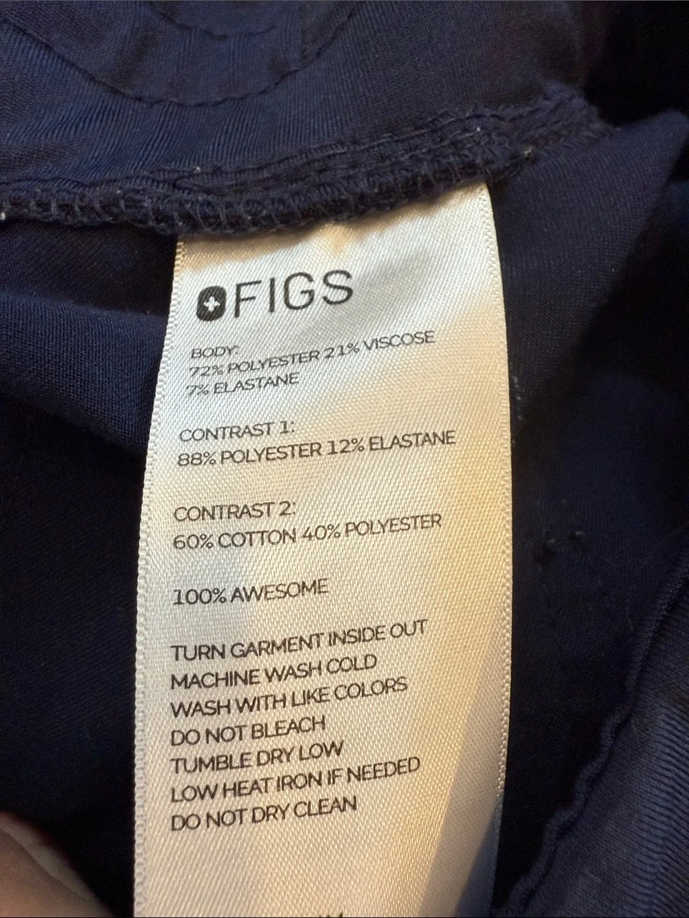Figs Navy Jogger Scrub Pants with Drawstring Unisex Medium/Tall